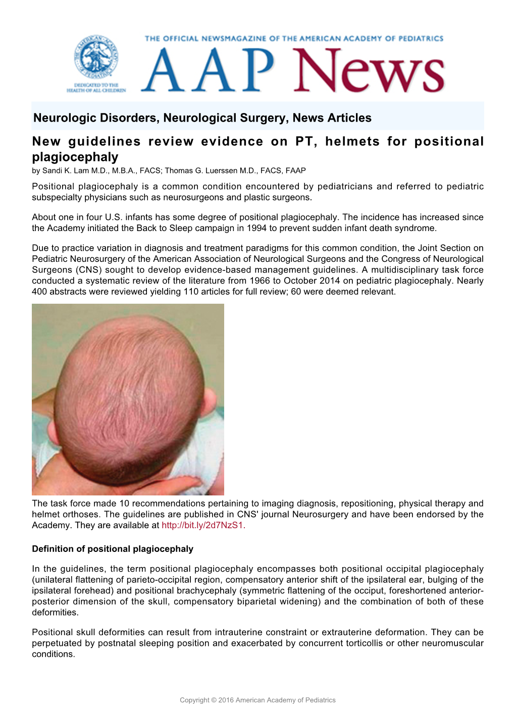 New Guidelines Review Evidence on PT, Helmets for Positional Plagiocephaly by Sandi K