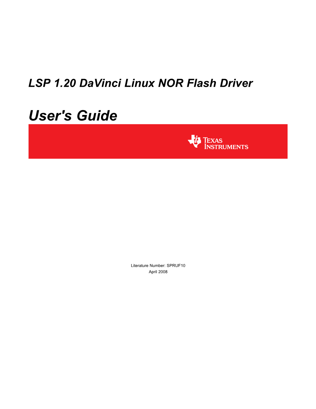 LSP 1.20 Davinci Linux NOR Flash Device Driver