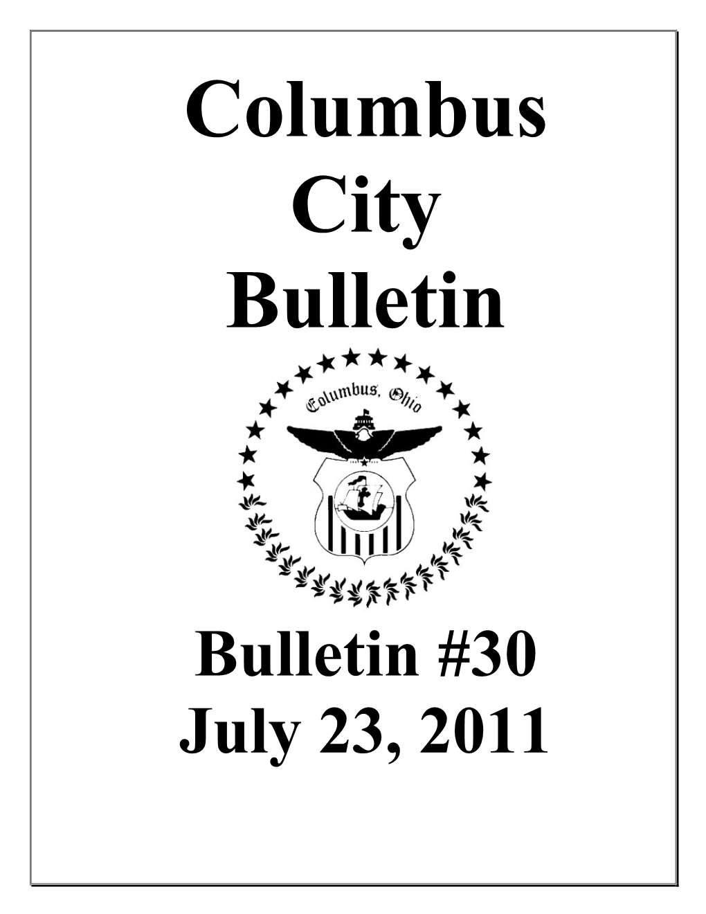 Bulletin #30 July 23, 2011