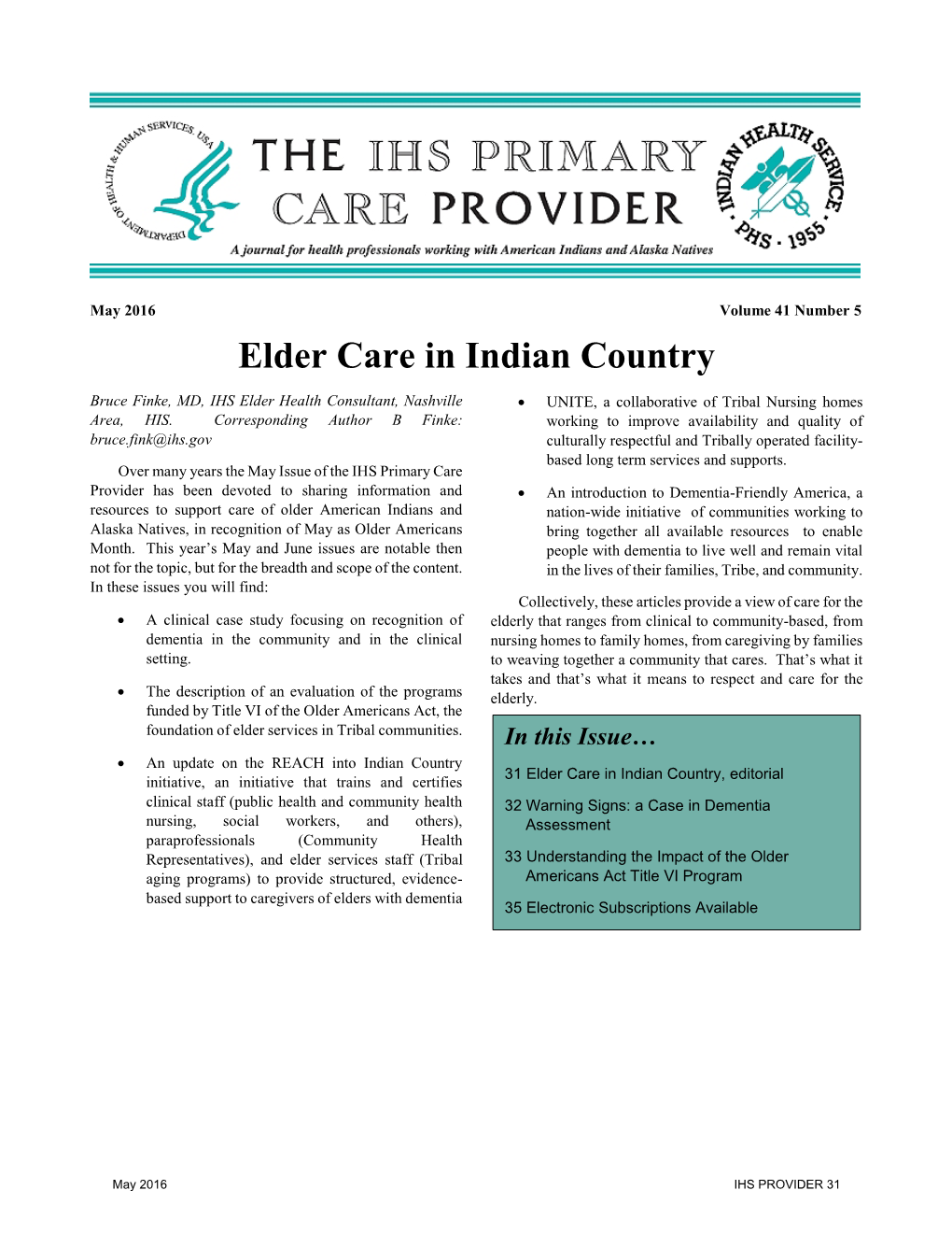 The IHS Primary Care Provider May 2016