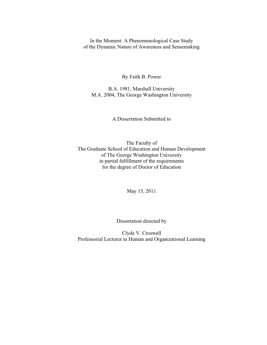 In the Moment: a Phenomenological Case Study of the Dynamic Nature of Awareness and Sensemaking