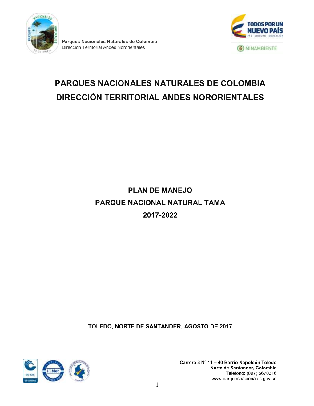 Parques Nacionales Naturales De Colombia Dirección Territorial Andes Nororientales