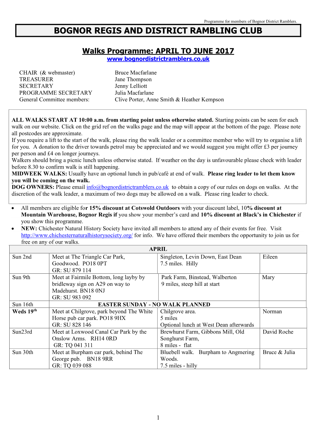 Bognor Regis and District Rambling Club