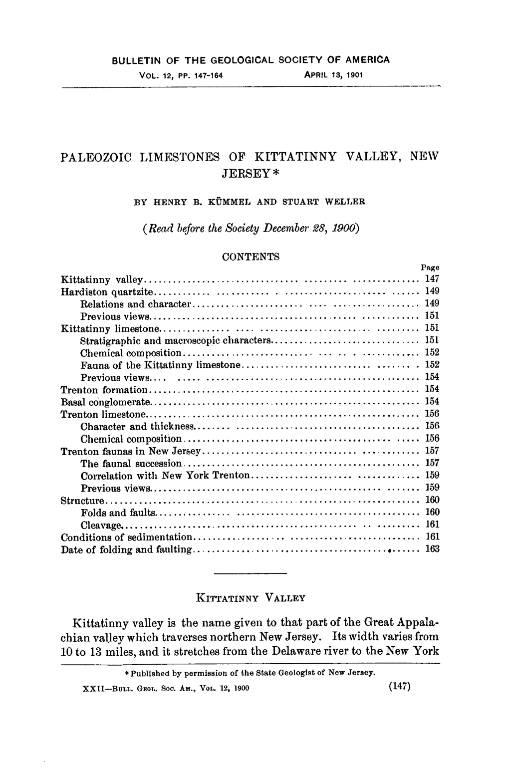 Kittatinny Valley Is the Name Given to That Part of the Great Appala Chian Valley