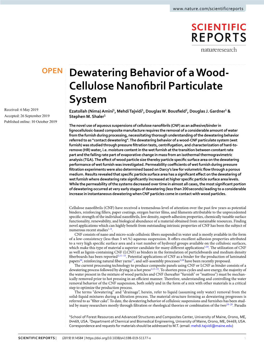 Dewatering Behavior of a Wood-Cellulose Nanofibril