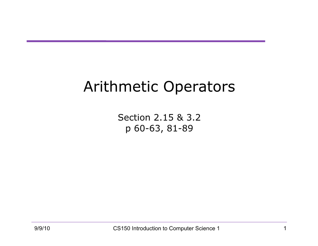 Arithmetic Operators