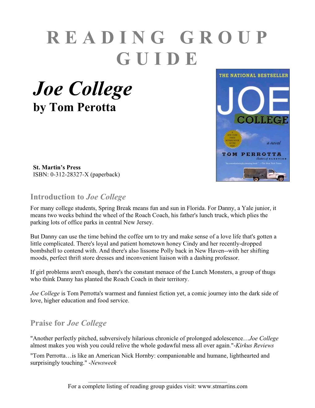 Joe College by Tom Perotta