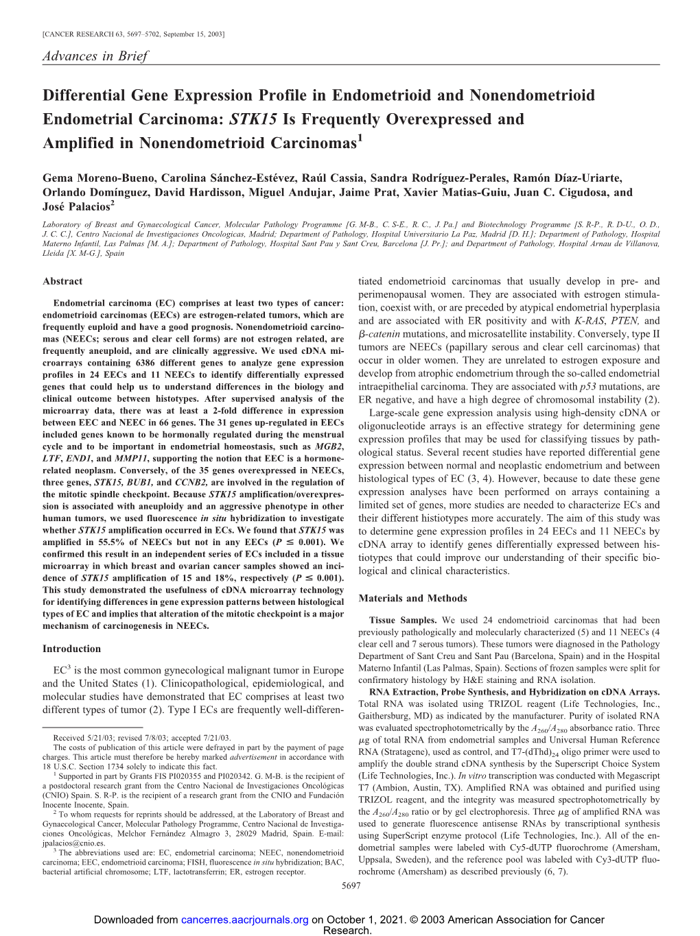 Differential Gene Expression Profile in Endometrioid And