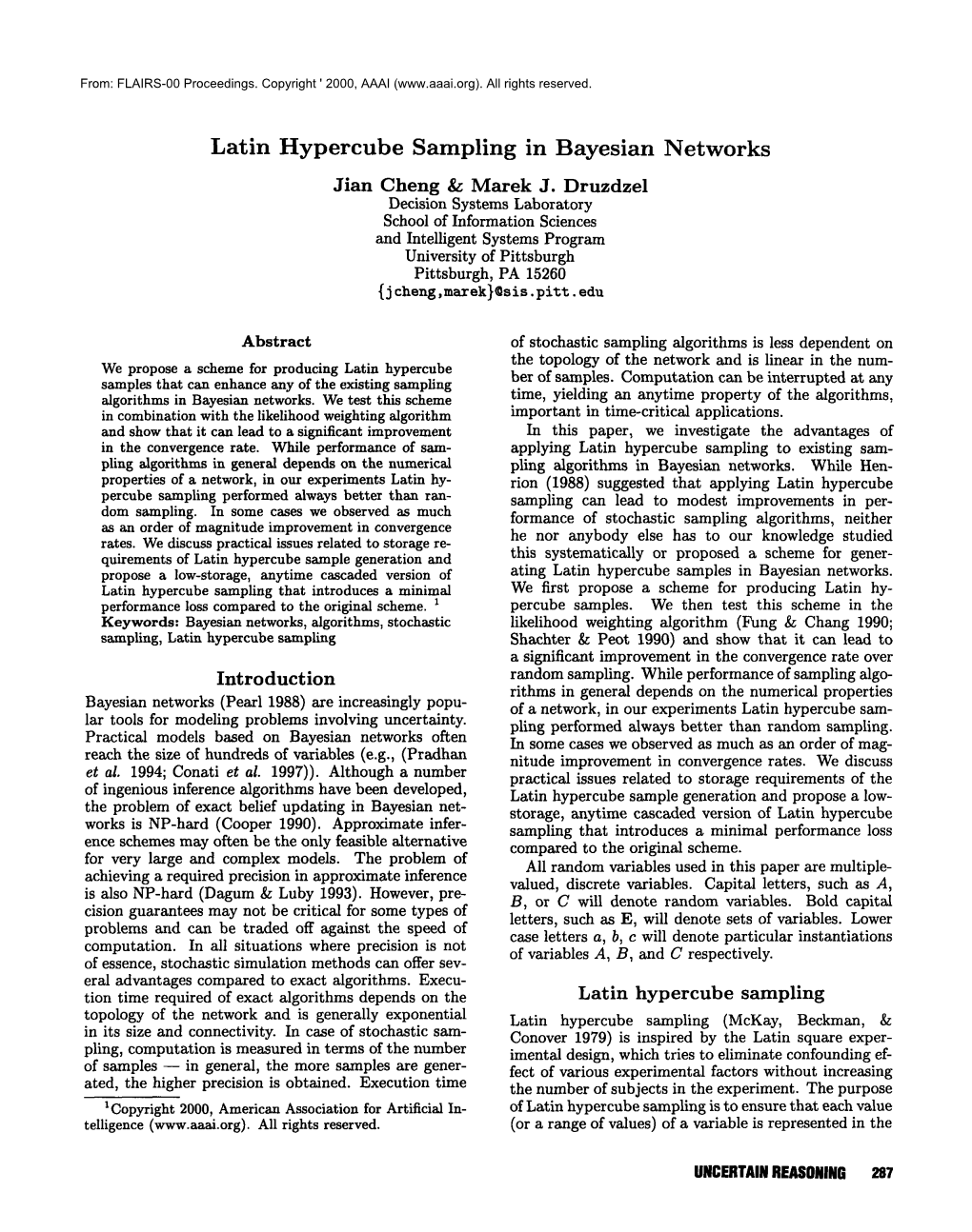 Latin Hypercube Sampling in Bayesian Networks