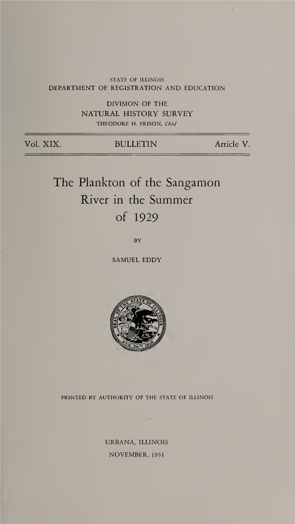 The Plankton of the Sangamon of 1929