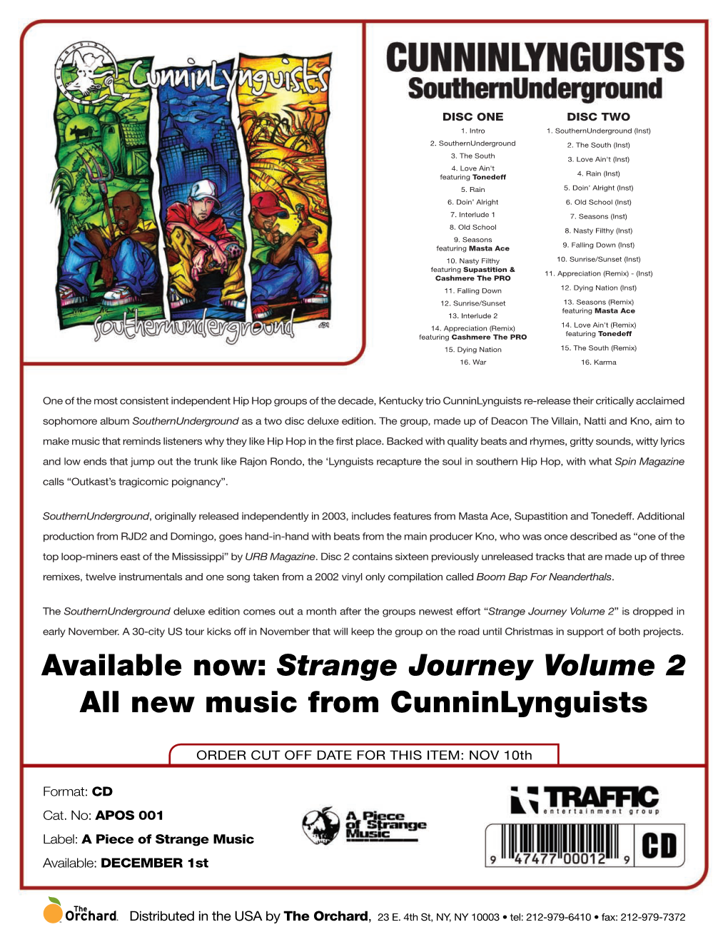 Strange Journey Volume 2 All New Music from Cunninlynguists