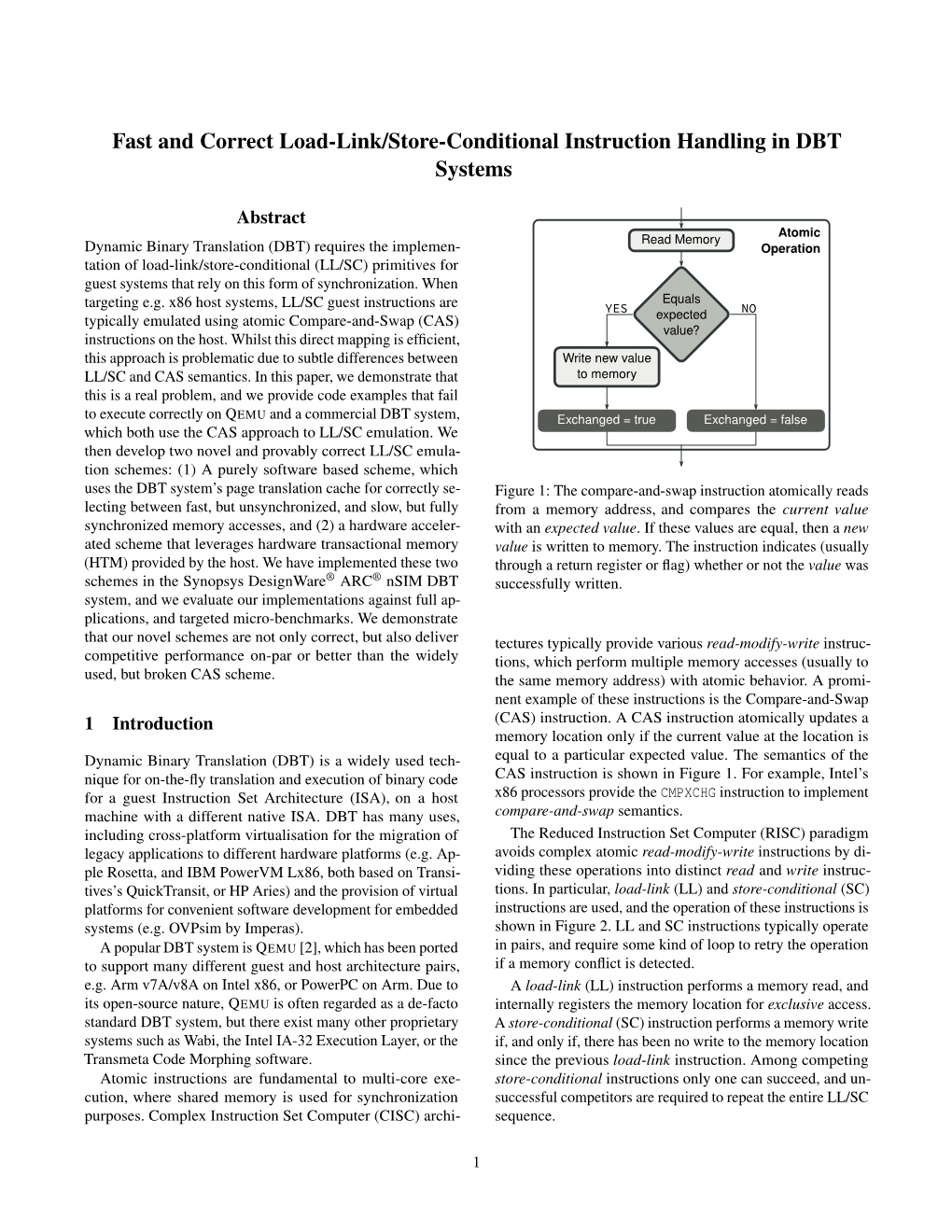 Fast and Correct Load-Link/Store-Conditional Instruction Handling in DBT Systems