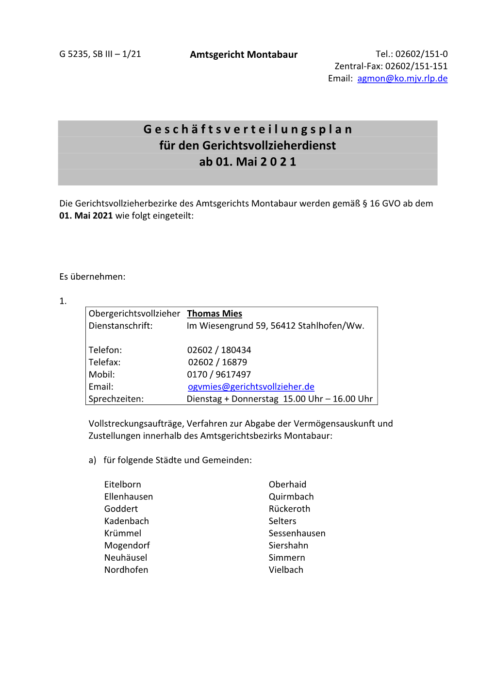 G 5235, SB III – 6/04 Amtsgericht Montabaur