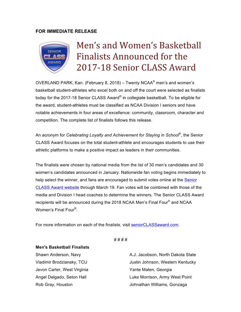 MWBKB18 Finalist Release-FINAL