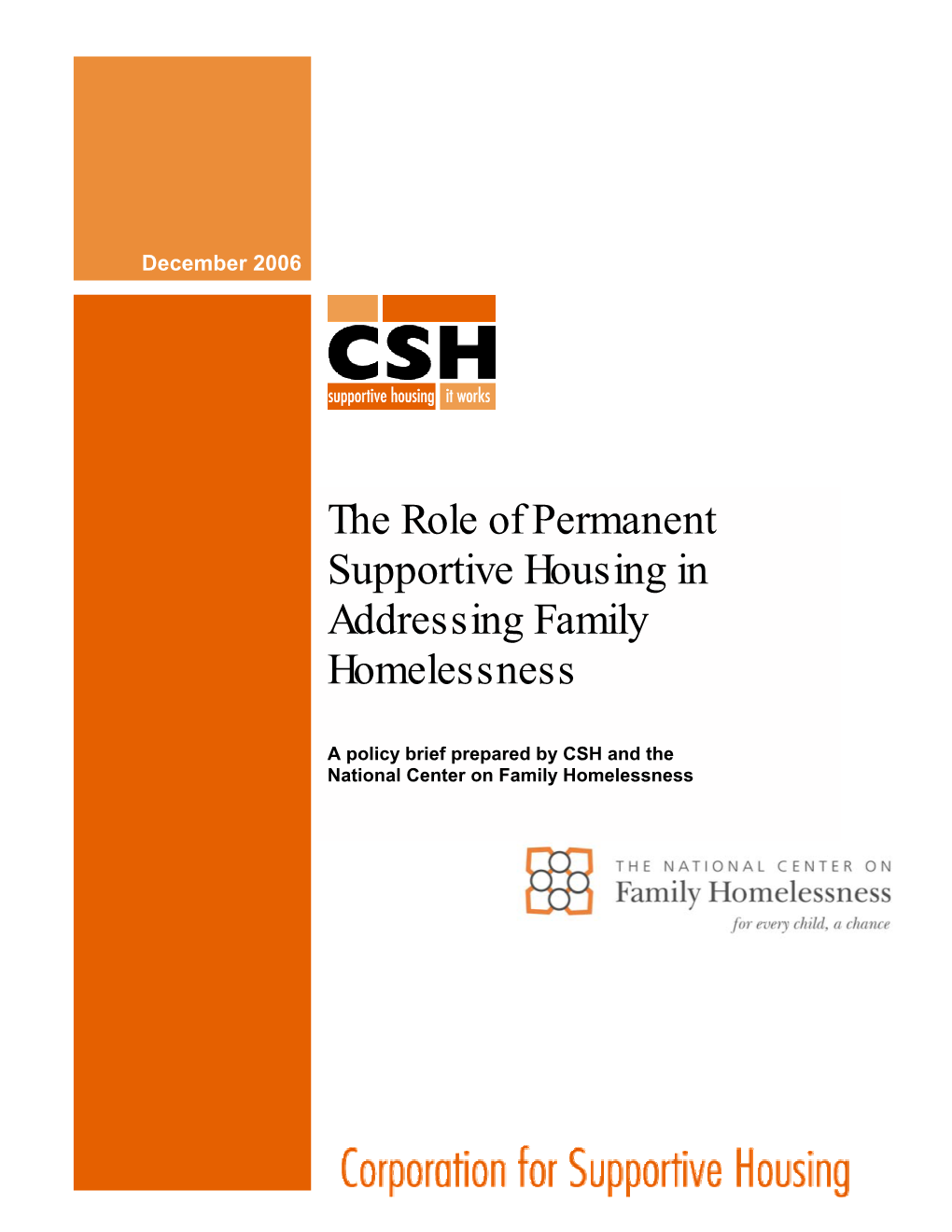The Role of Permanent Supportive Housing in Addressing Family Homelessness