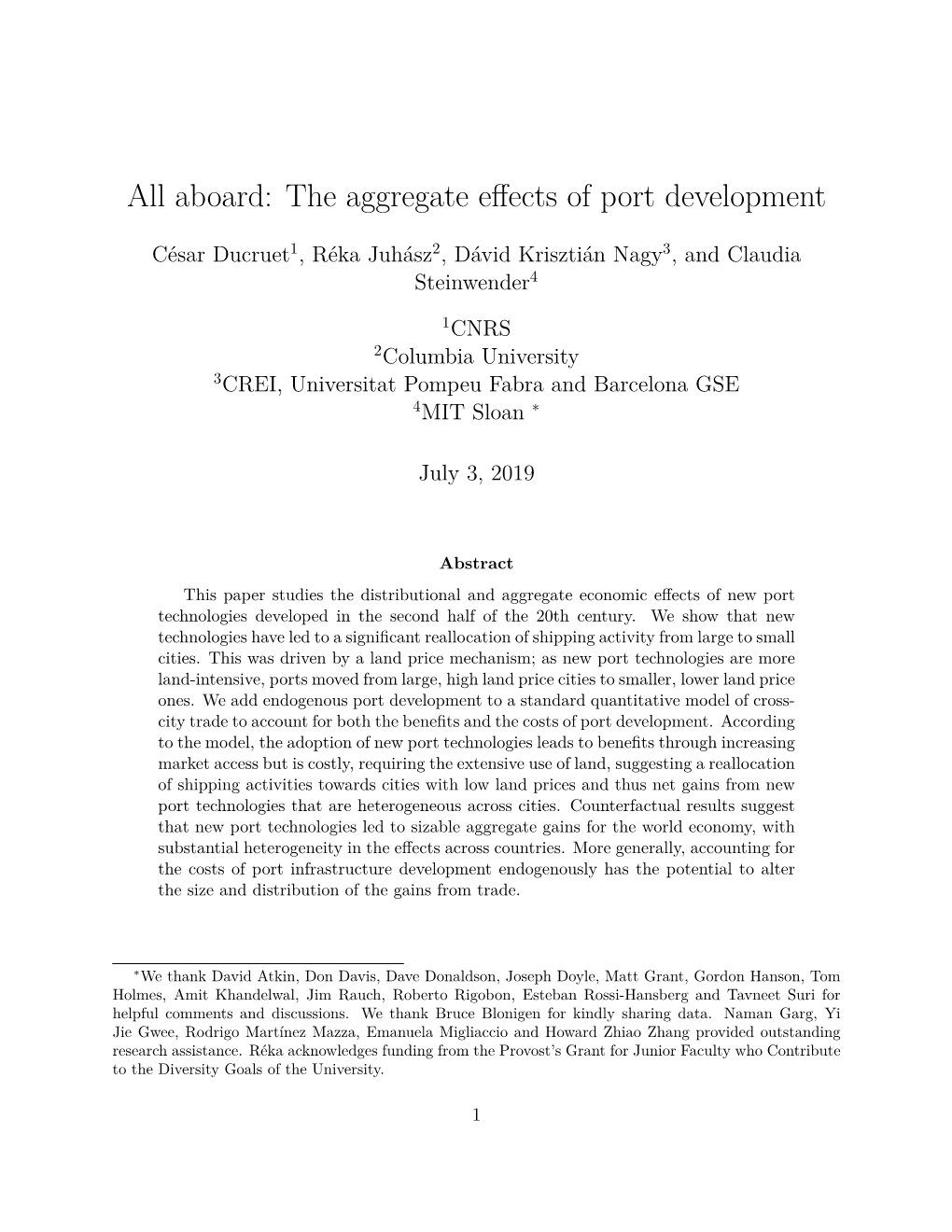 All Aboard: the Aggregate Effects of Port Development