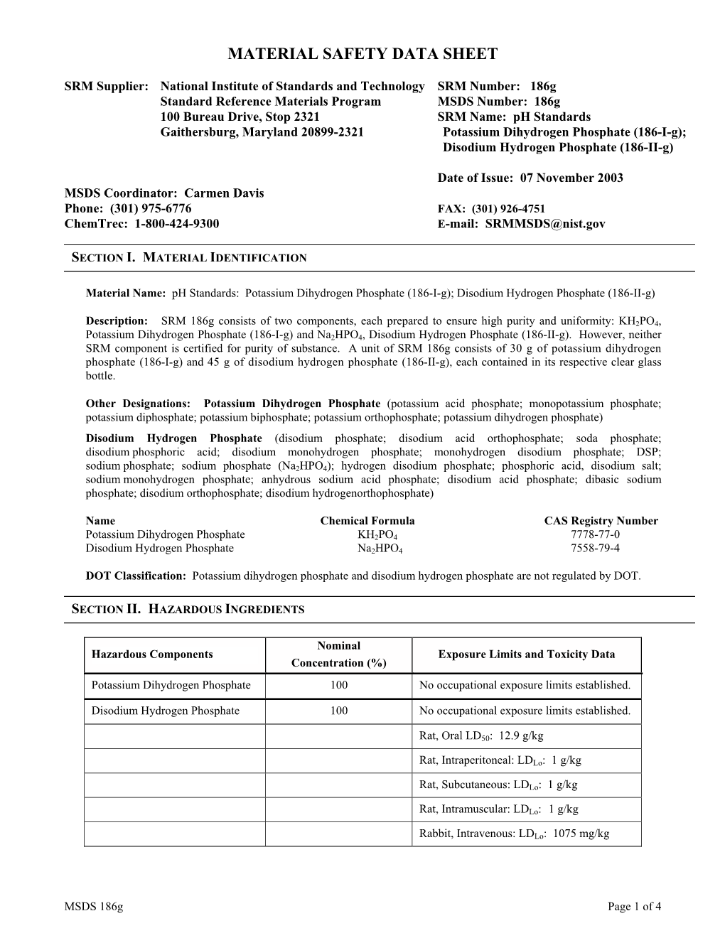 Material Safety Data Sheet