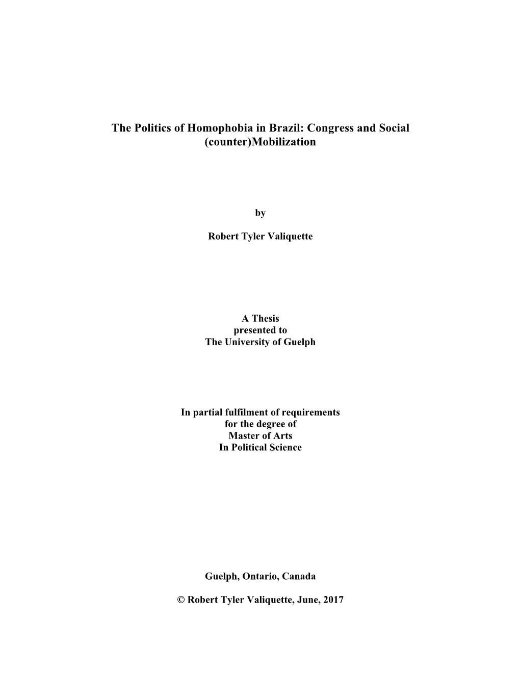 The Politics of Homophobia in Brazil: Congress and Social (Counter)Mobilization