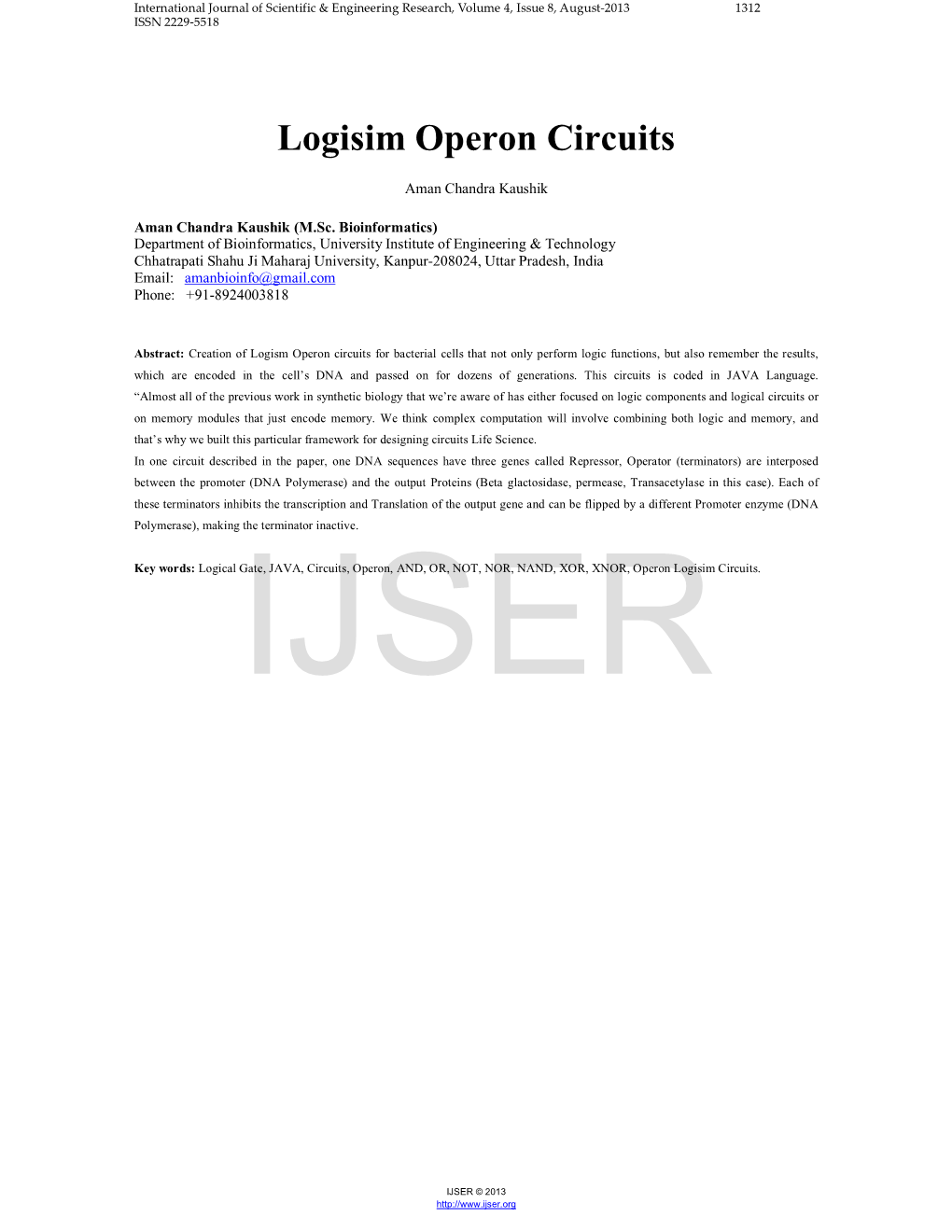 Logisim Operon Circuits