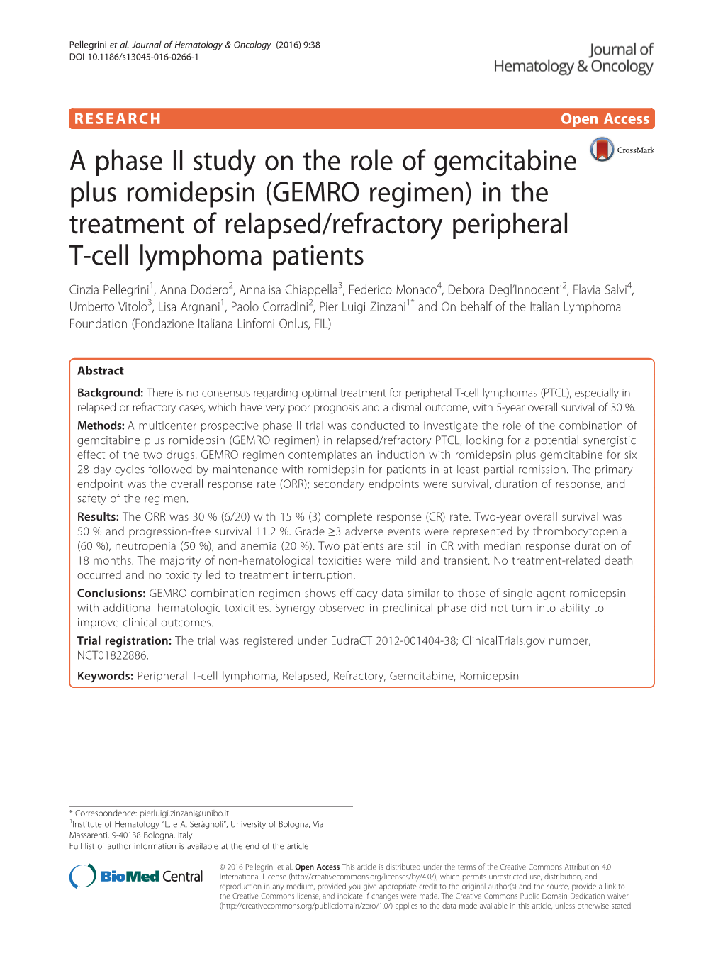 A Phase II Study on the Role of Gemcitabine Plus Romidepsin