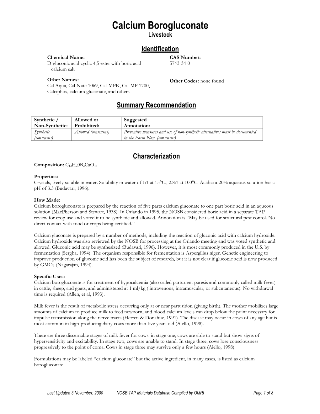 Calcium Borogluconate Livestock