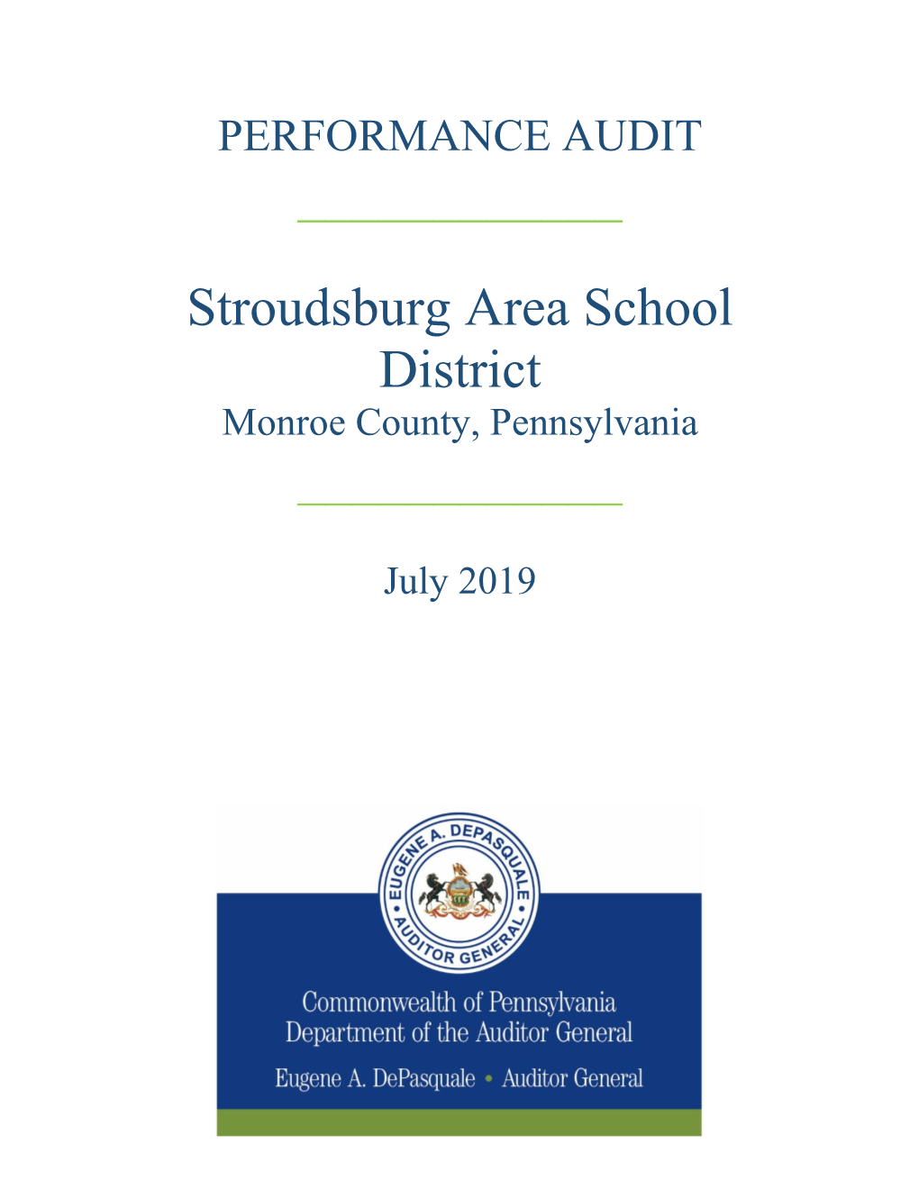 Stroudsburg Area School District Monroe County, Pennsylvania ______