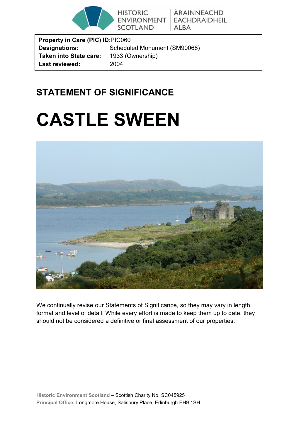 Castle Sween Statement of Significance