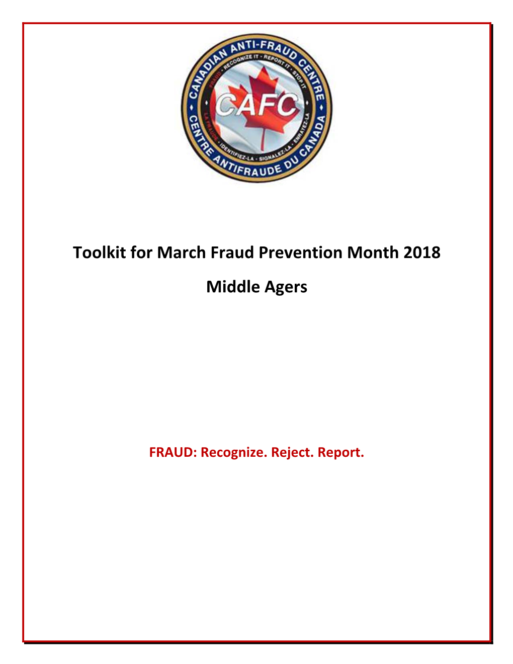 Toolkit for March Fraud Prevention Month 2018 Middle Agers