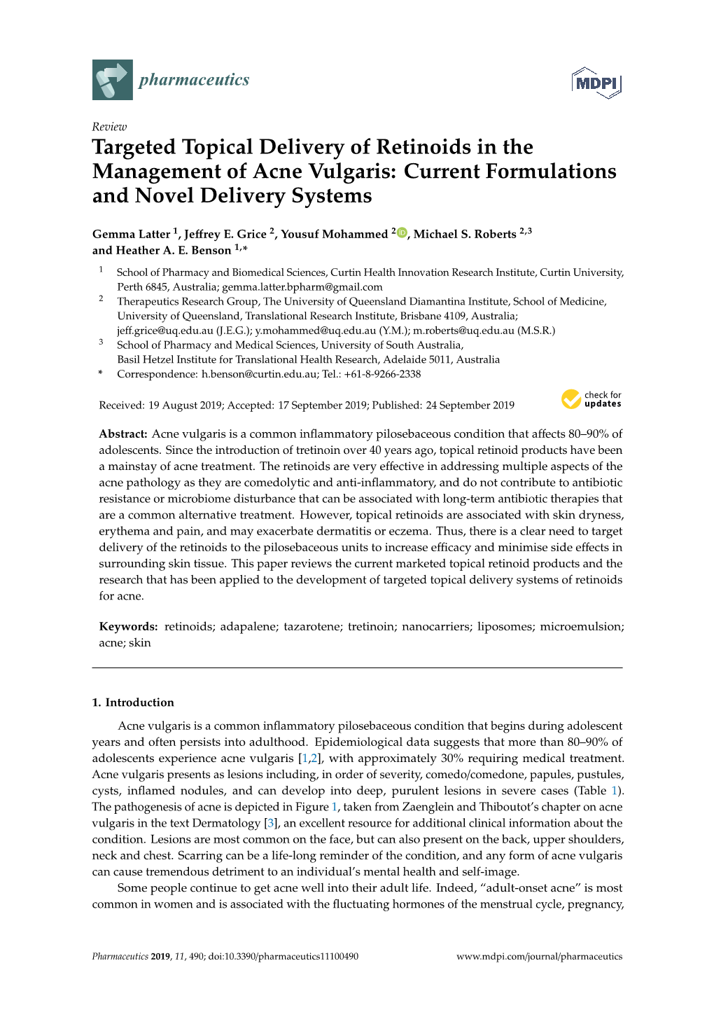 Targeted Topical Delivery of Retinoids in the Management of Acne Vulgaris: Current Formulations and Novel Delivery Systems