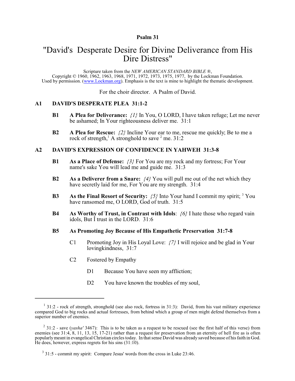 Psalm 031 Annotated Outline