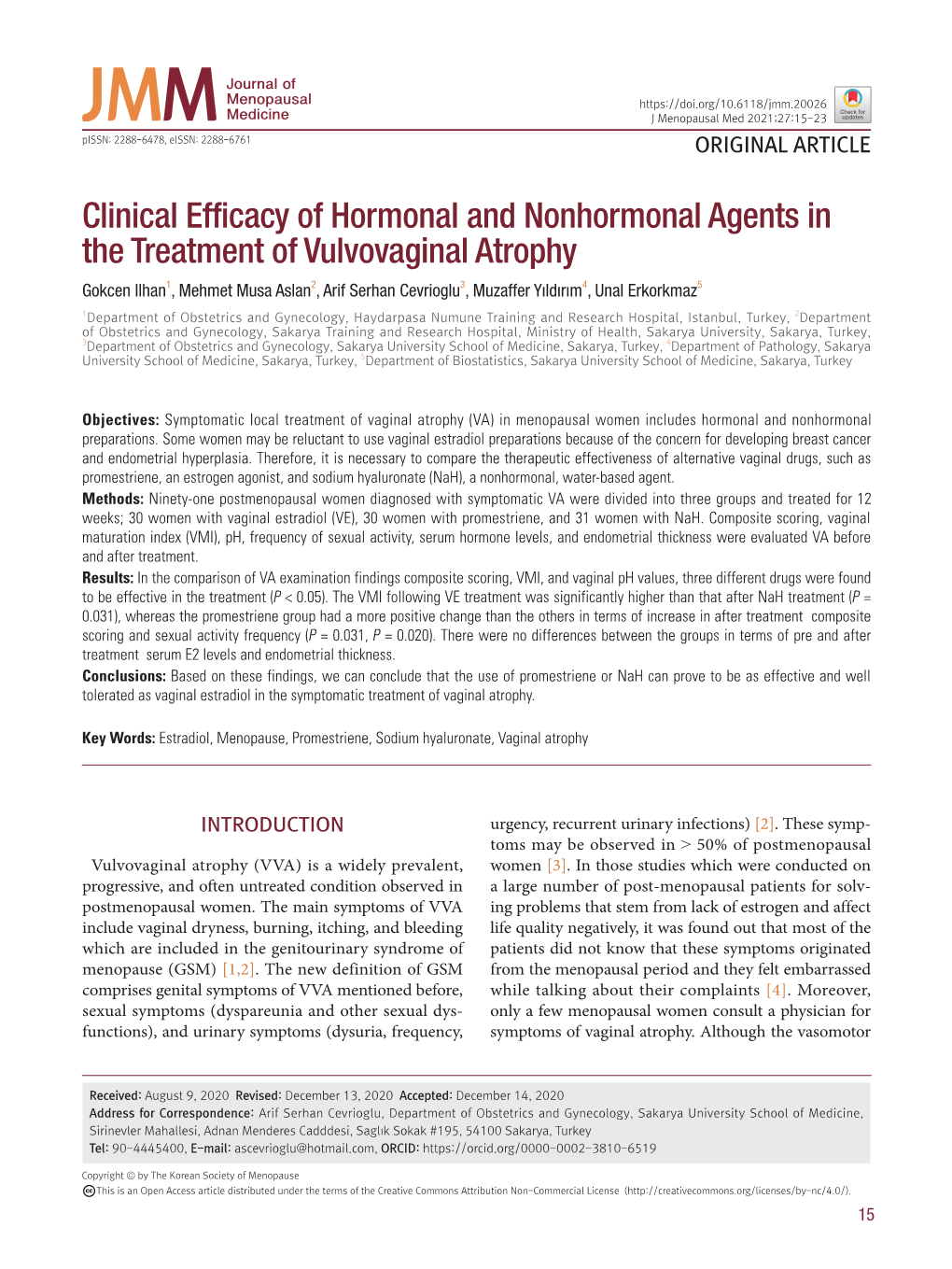 Clinical Efficacy of Hormonal and Nonhormonal Agents in The