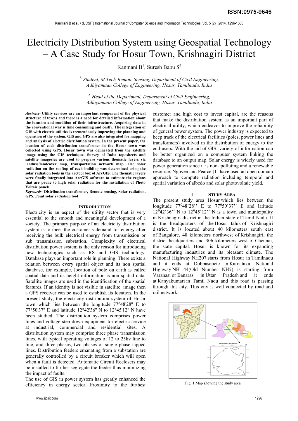 Electricity Distribution System Using Geospatial Technology – a Case Study for Hosur Town, Krishnagiri District