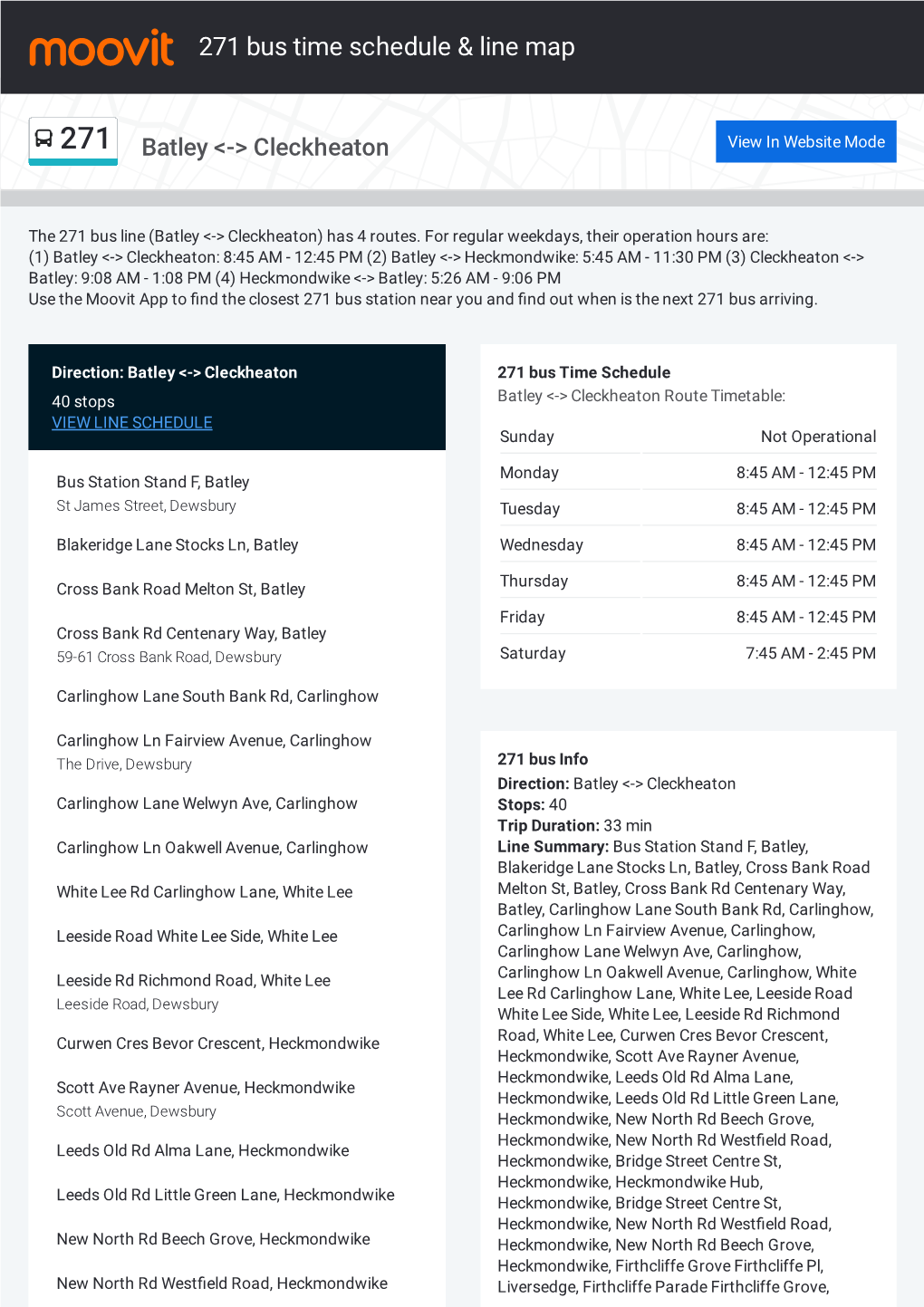 271 Bus Time Schedule & Line Route