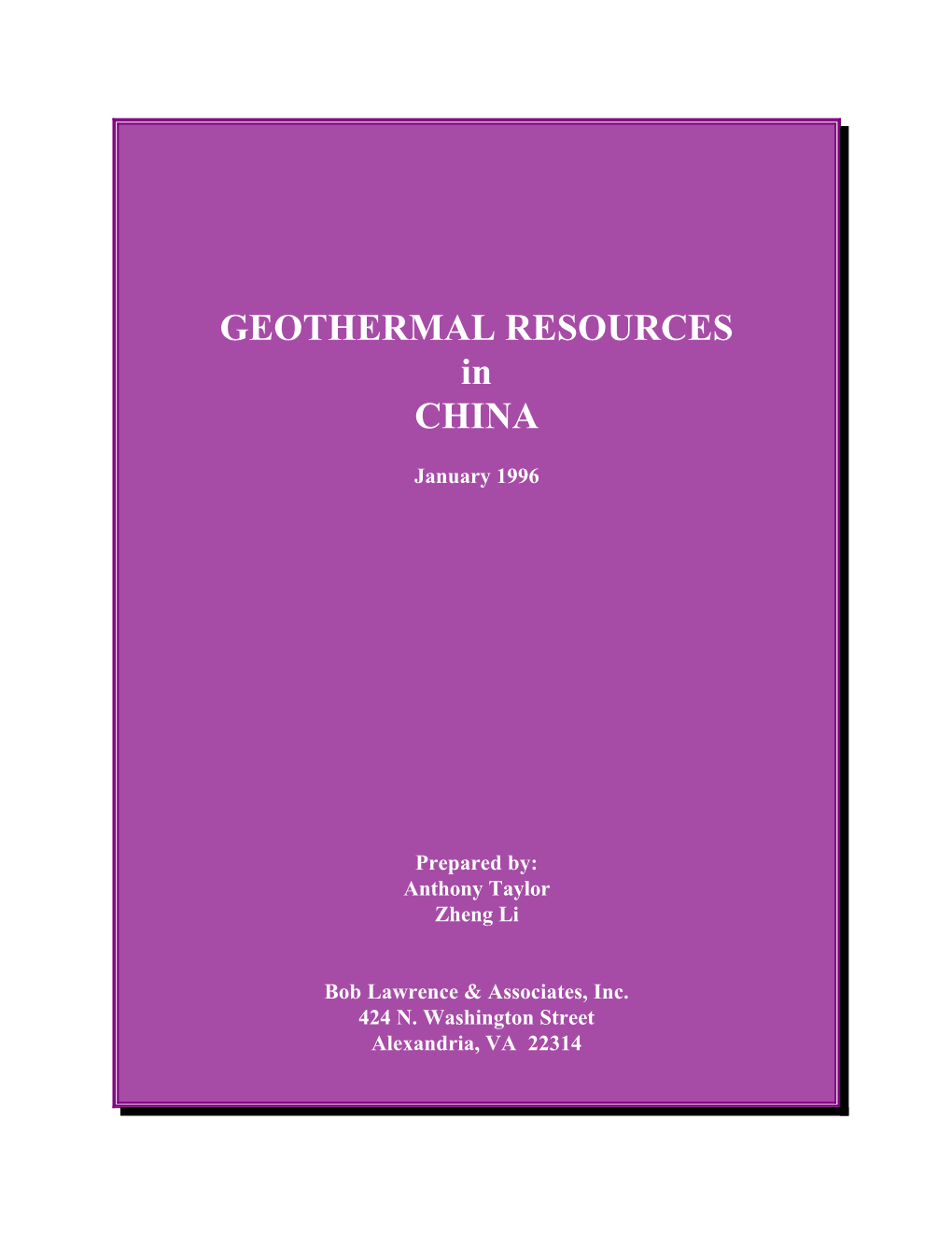 GEOTHERMAL RESOURCES in CHINA