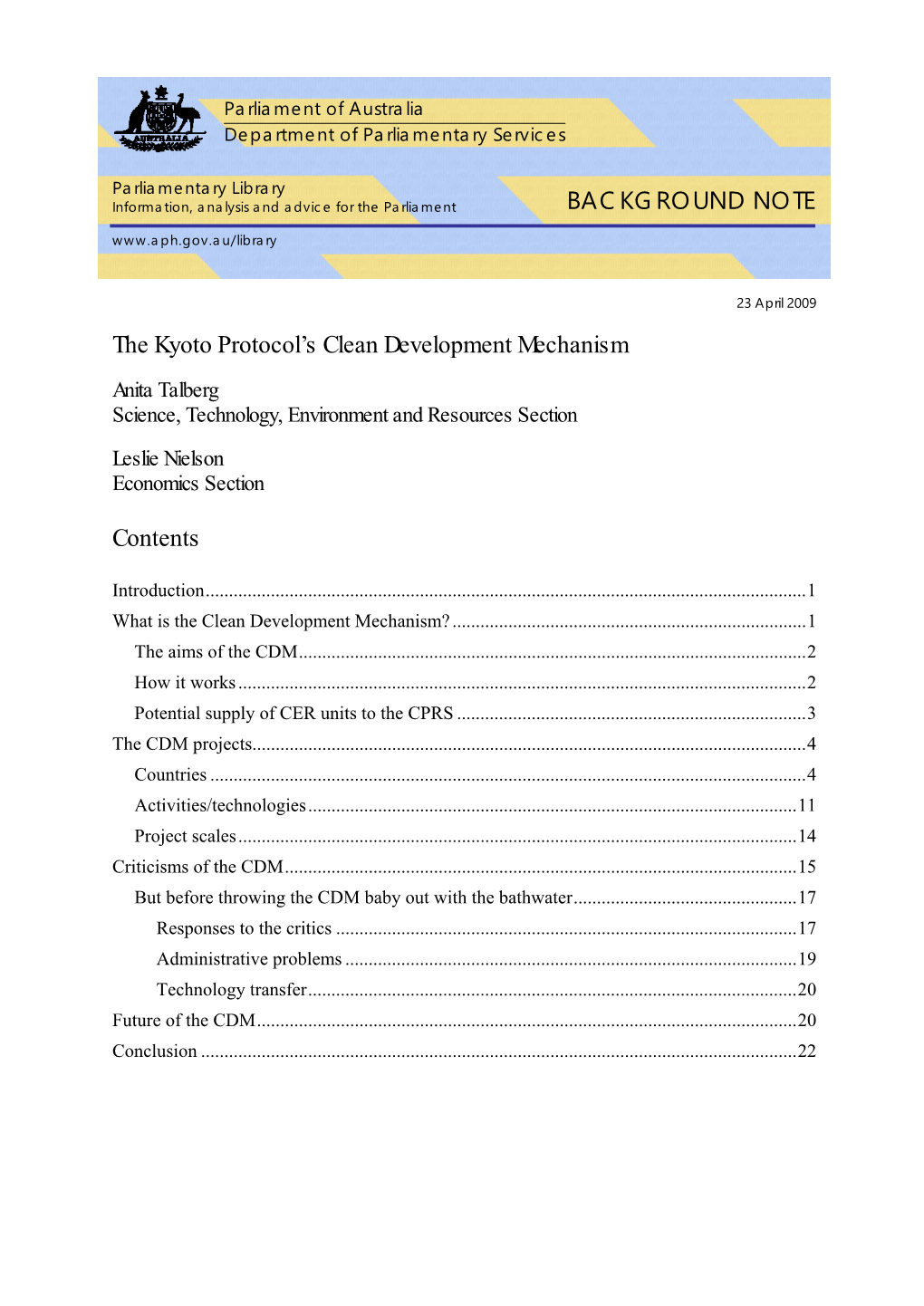 The Kyoto Protocol's Clean Development Mechanism