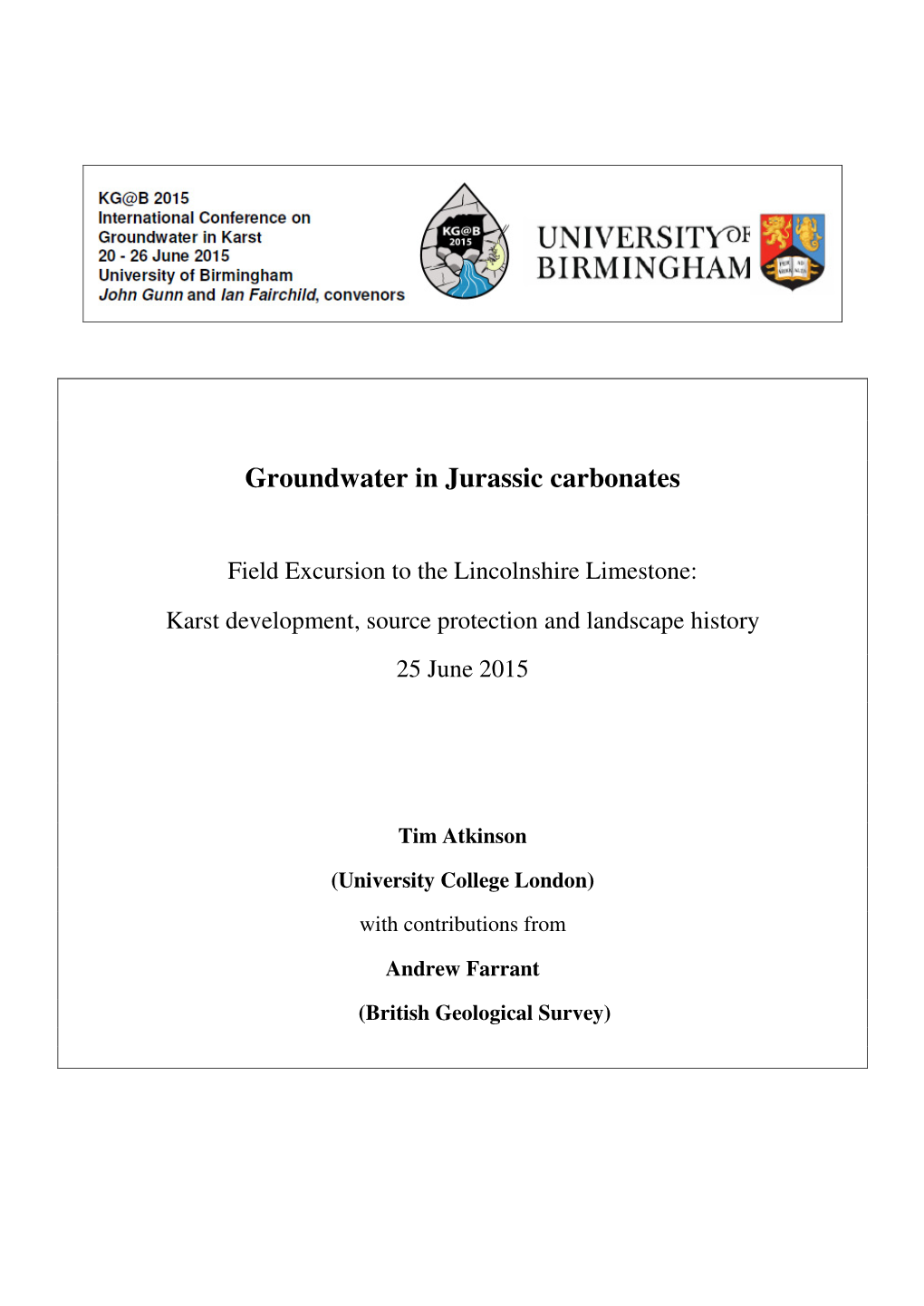 Groundwater in Jurassic Carbonates