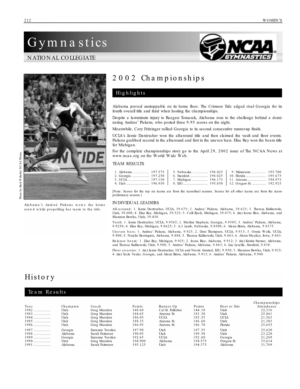 Official 2002 NCAA Winter Championships Records Book