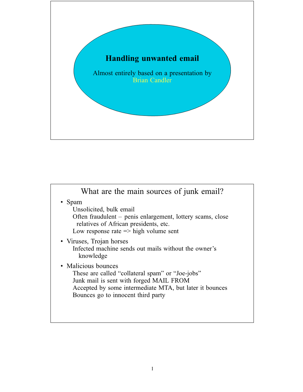 Handling Unwanted Email What Are the Main Sources of Junk Email?