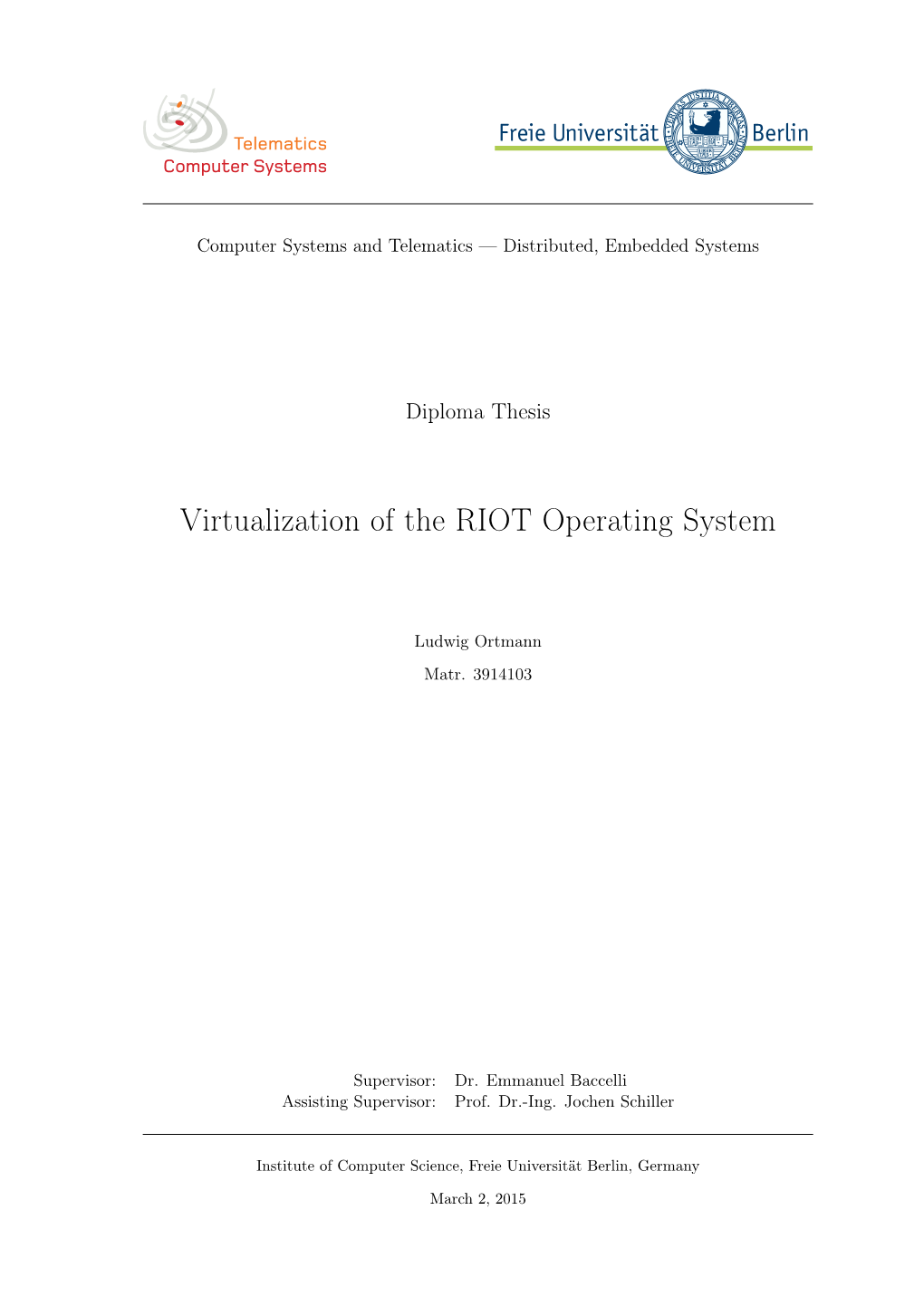 Virtualization of the RIOT Operating System