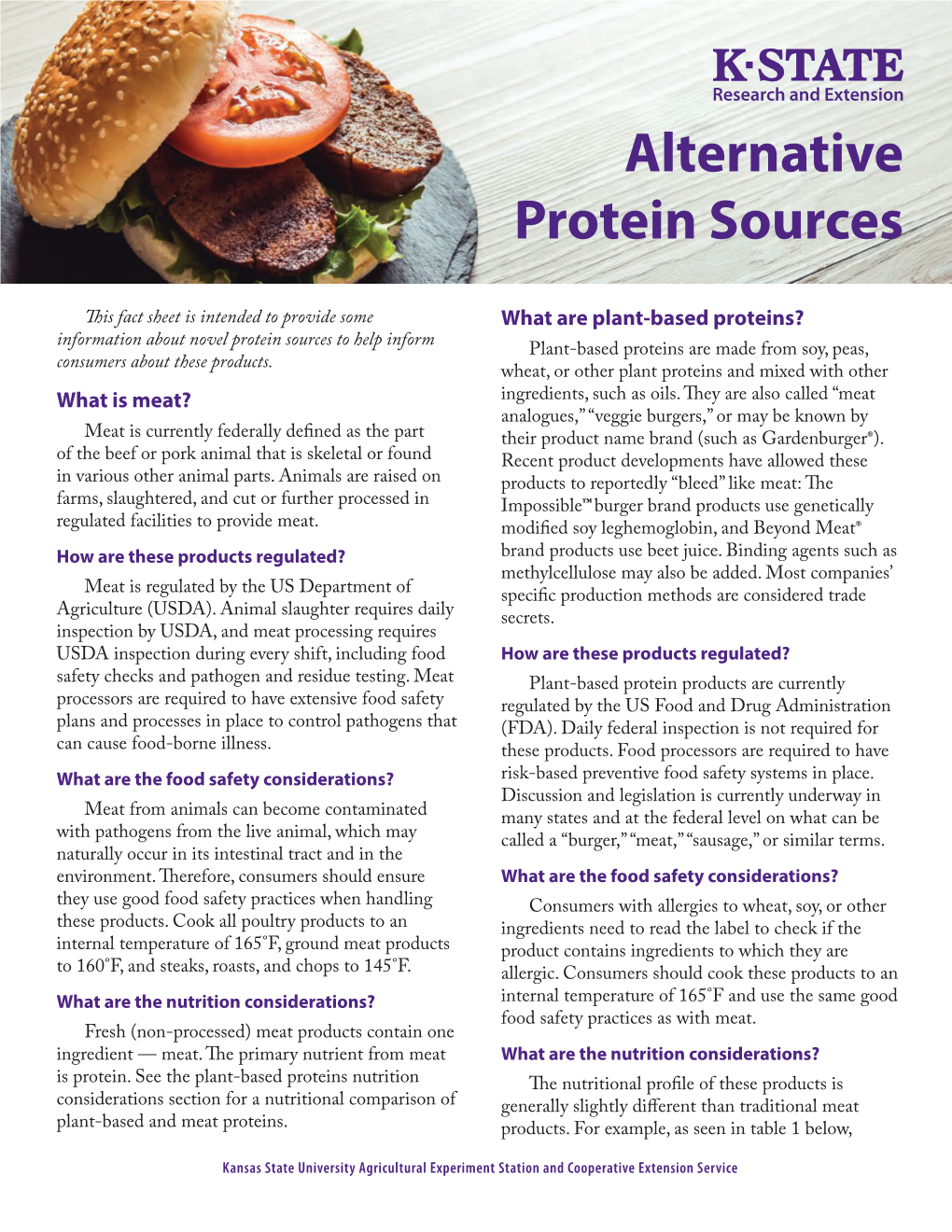 MF3476 Alternative Protein Sources