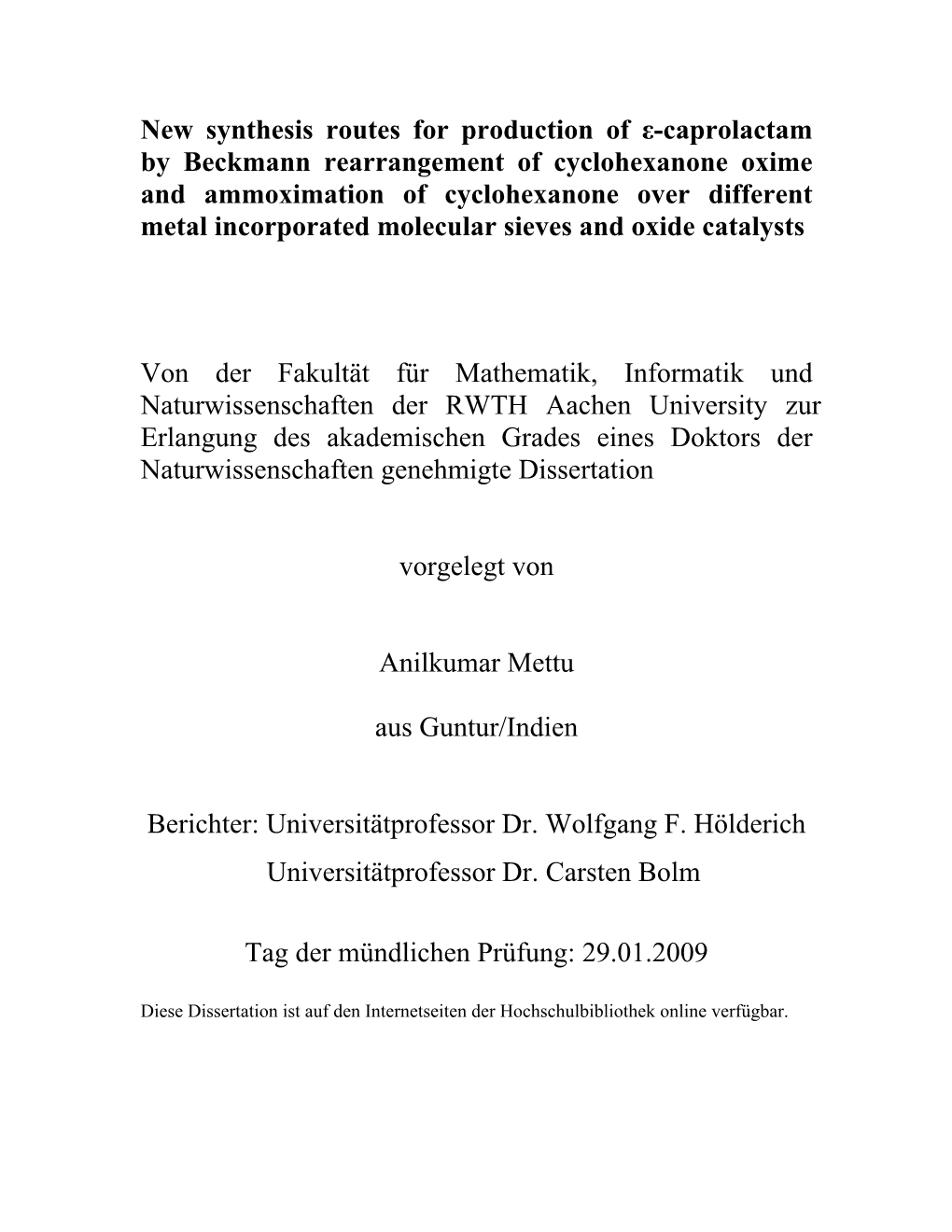 New Synthesis Routes for Production of Ε-Caprolactam by Beckmann