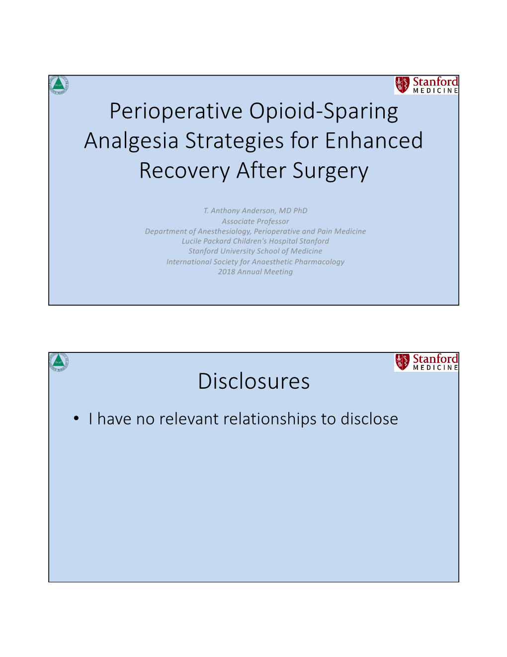 Perioperative Opioid-Sparing Analgesia Strategies for Enhanced Recovery After Surgery