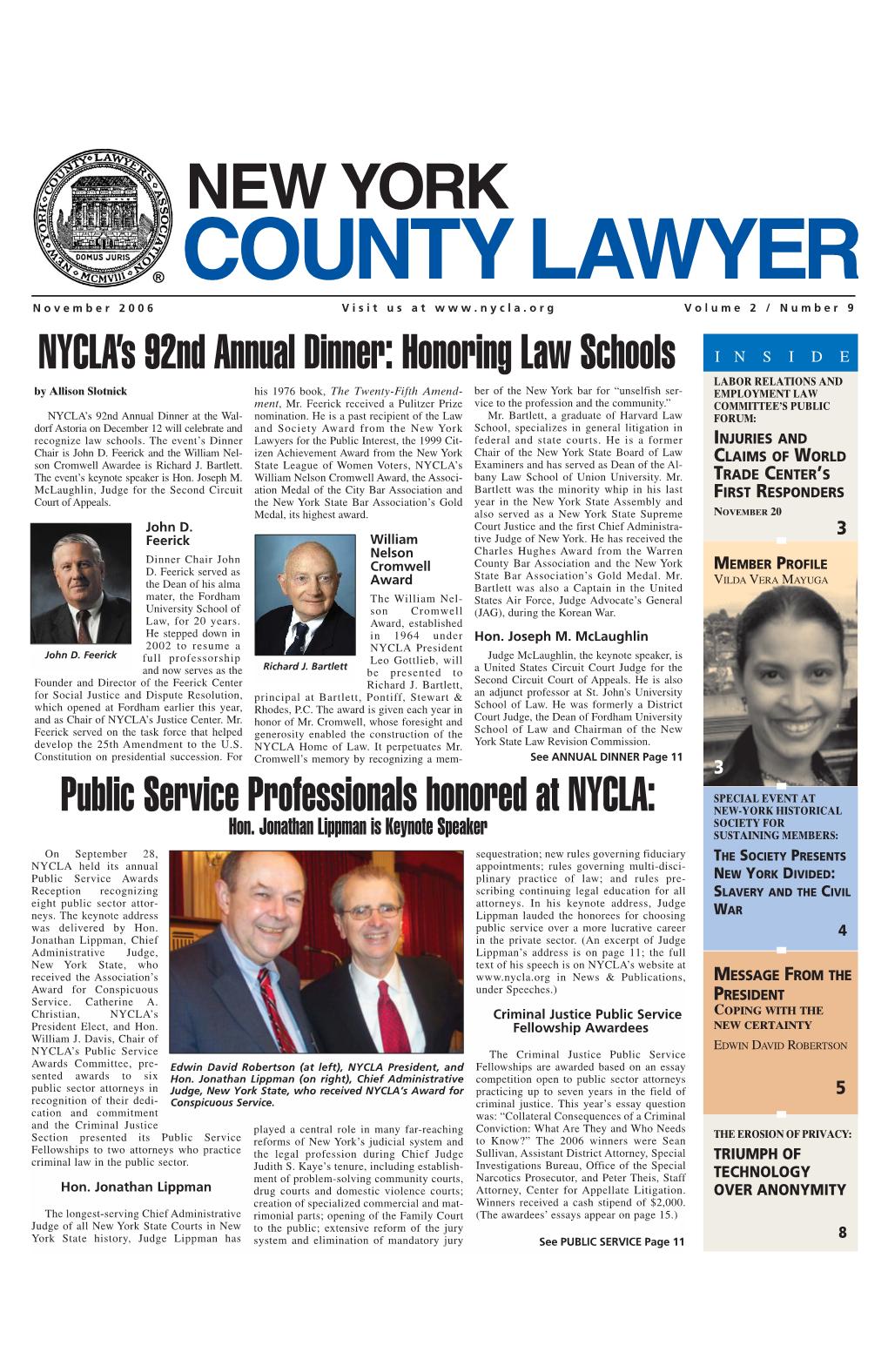 NYCLA's 92Nd Annual Dinner: Honoring Law Schools Public Service Professionals Honored at NYCLA