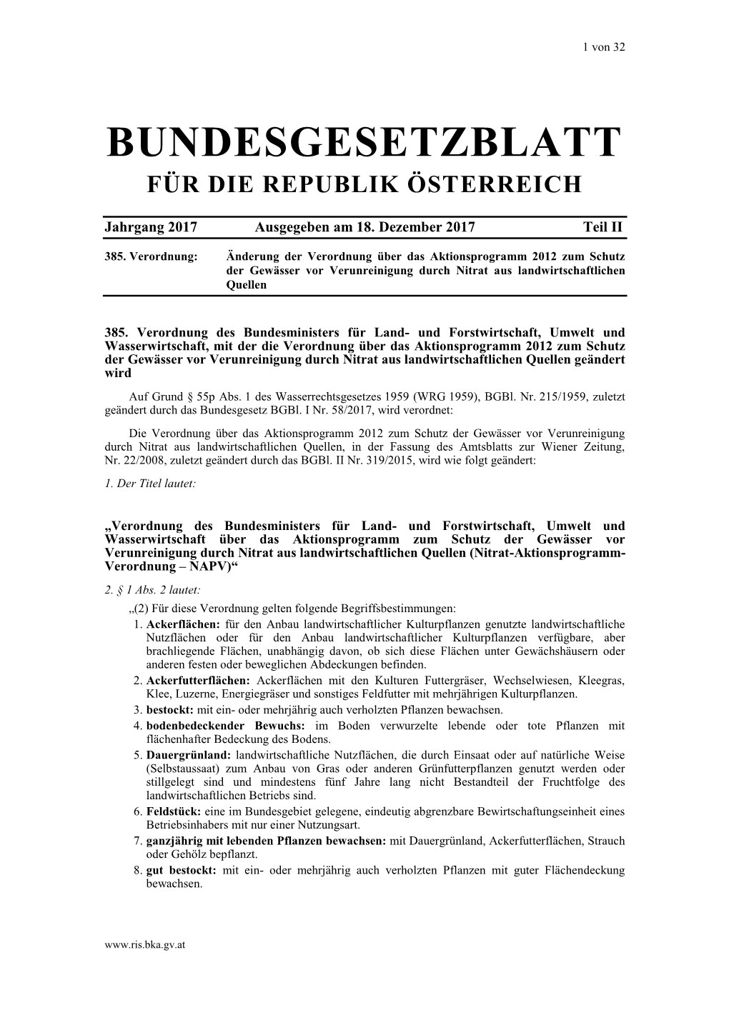 Bundesgesetzblatt Für Die Republik Österreich