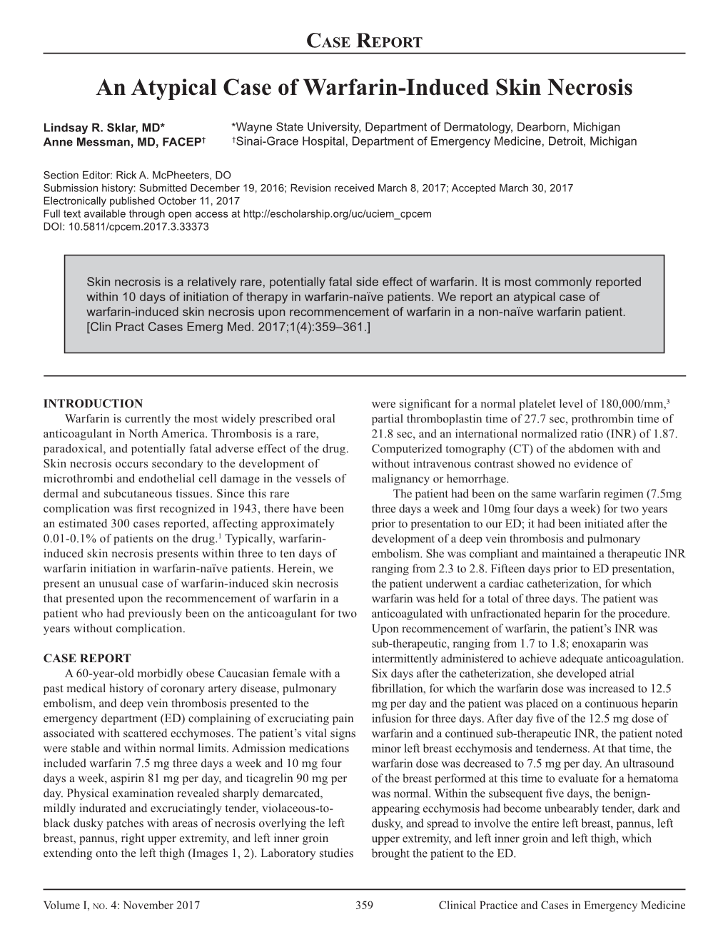 An Atypical Case of Warfarin-Induced Skin Necrosis