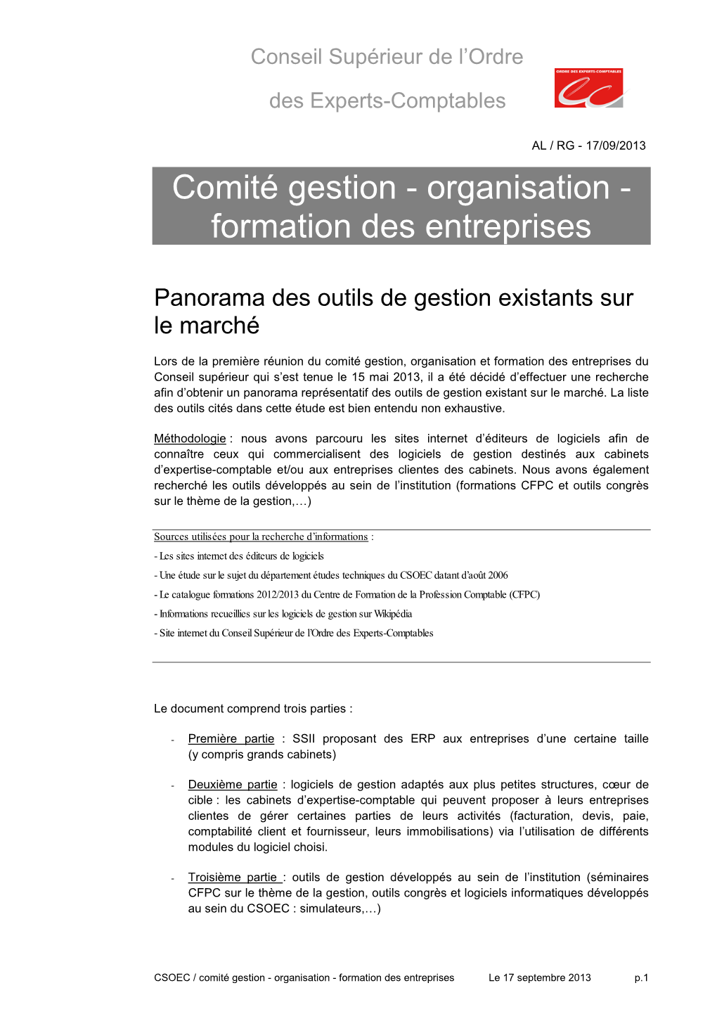 Comité Gestion - Organisation - Formation Des Entreprises