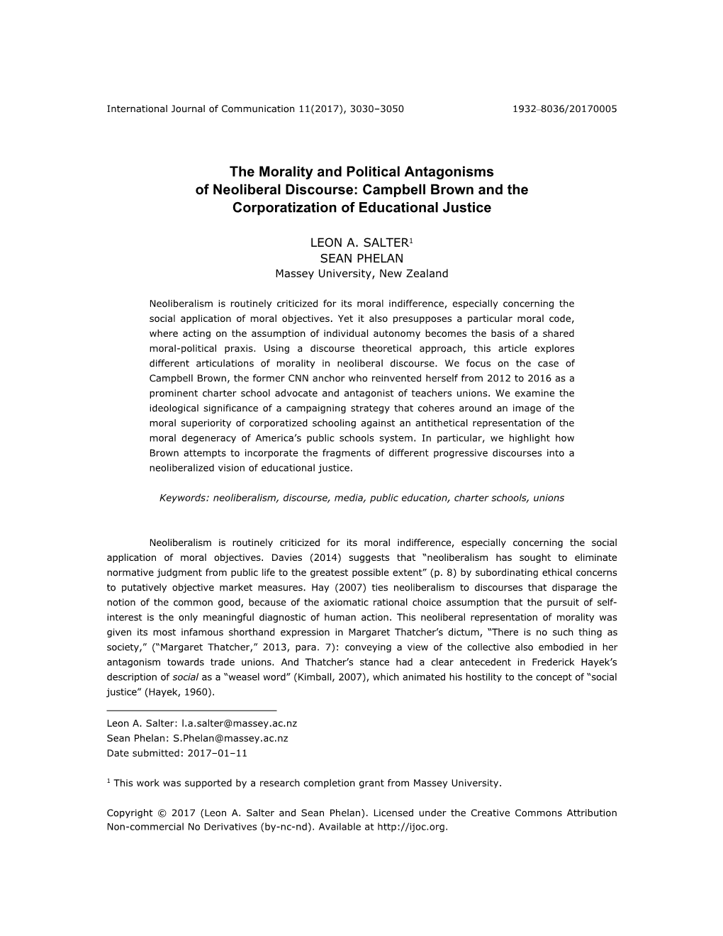 The Morality and Political Antagonisms of Neoliberal Discourse: Campbell Brown and the Corporatization of Educational Justice