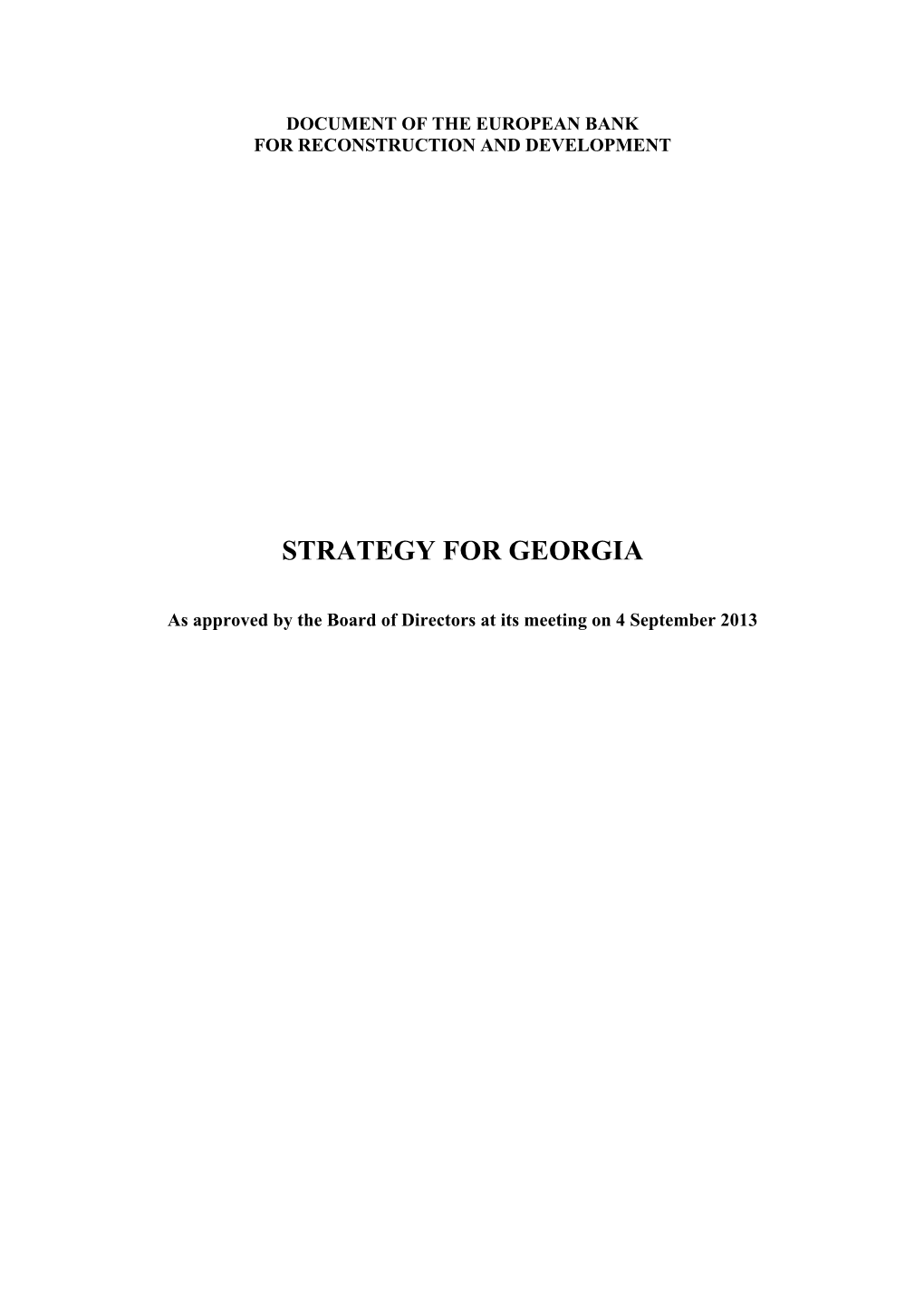 Strategy for Georgia