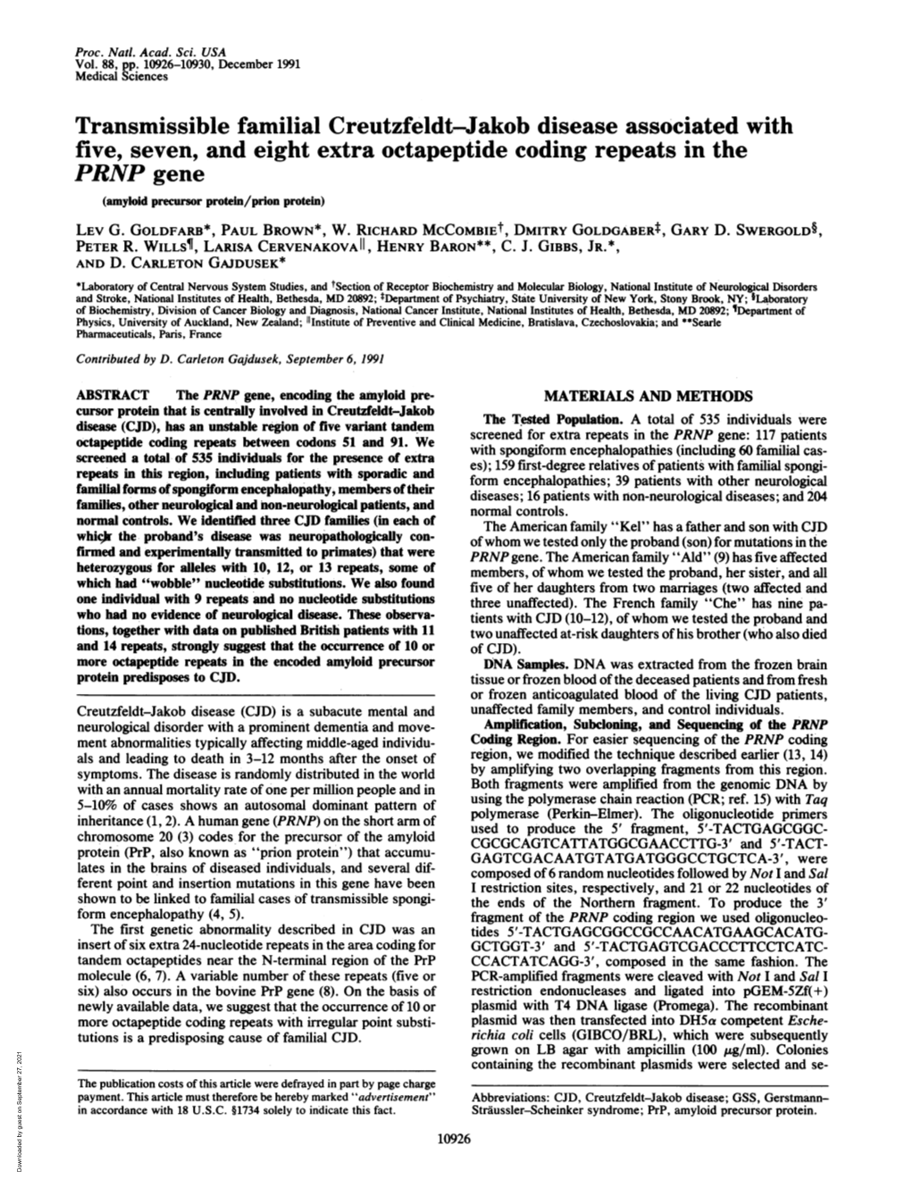 Transmissible Familial Creutzfeldt-Jakob Disease