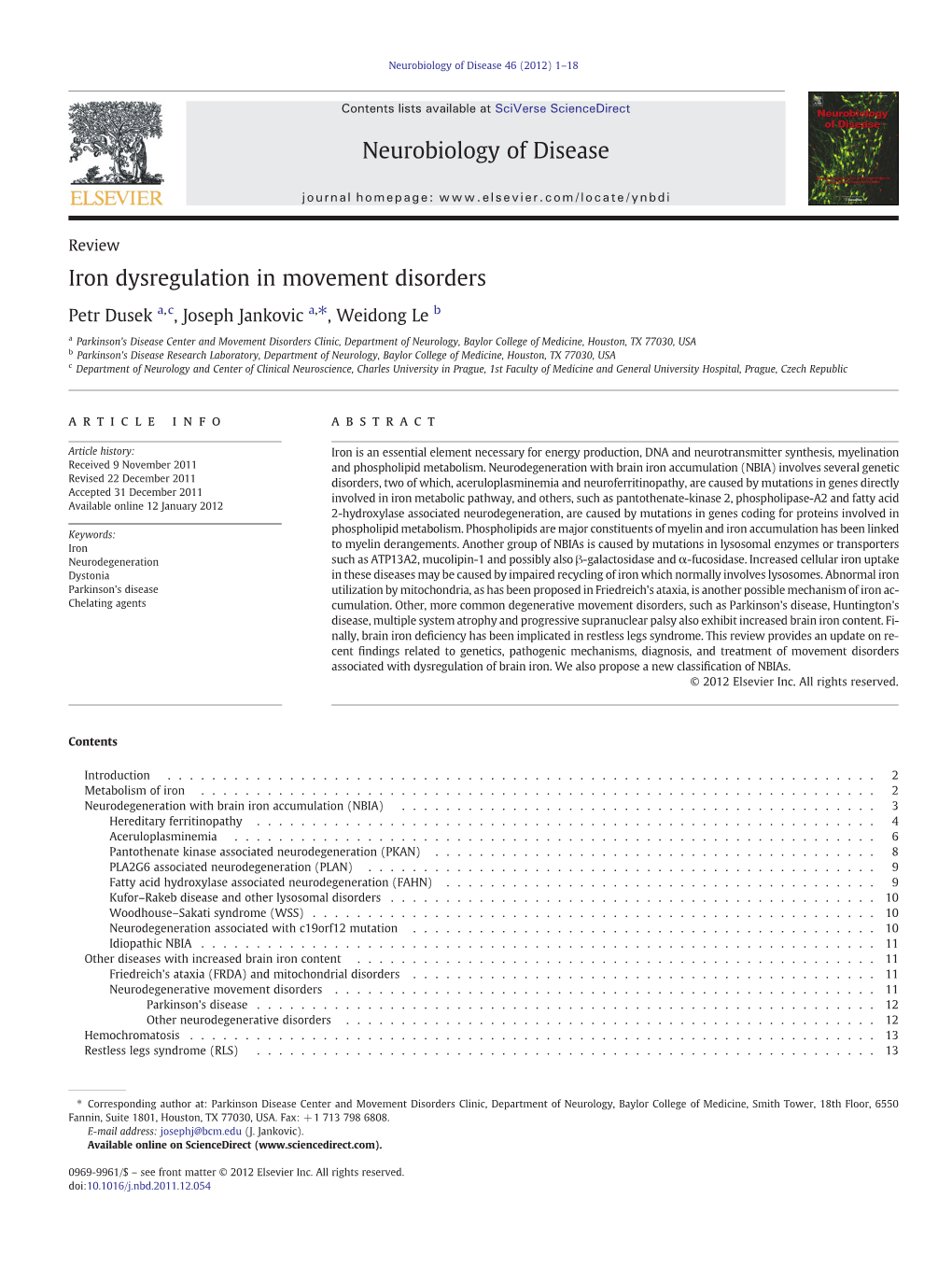 Iron Dysregulation in Movement Disorders